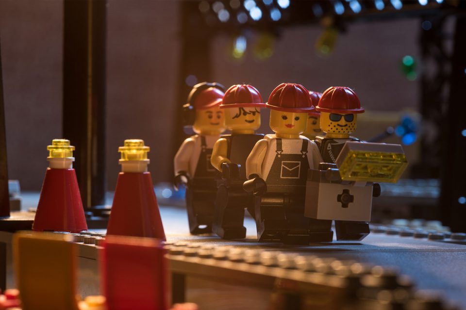 Einsatz von Lego für die Bühnentechniker der Messe Berlin